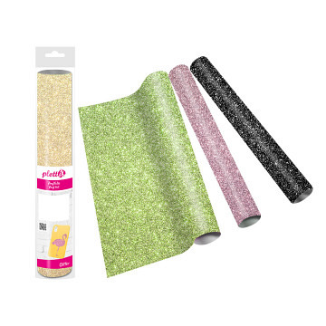 plottiX Selbstklebende Vinylfolie Glitter - 30,5cm x 1m - Rolle